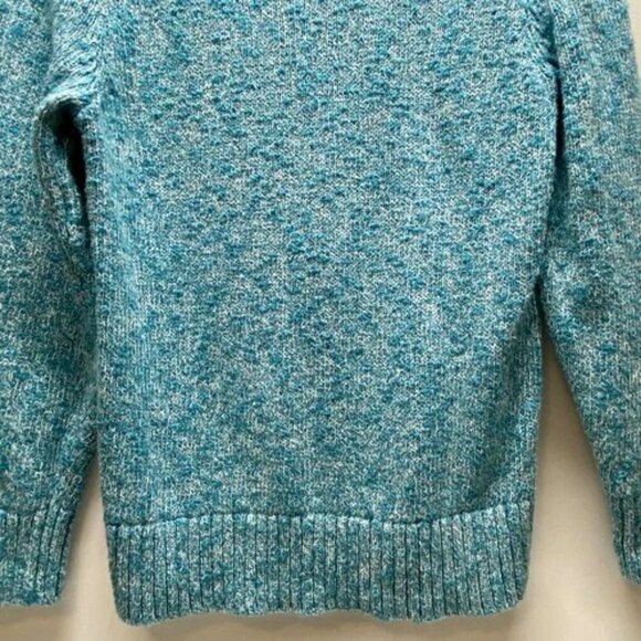 L.L. Bean Knit Sweater Women's Petite Medium PM Turquoise Marble Cotton Vintage - Picture 3 of 11